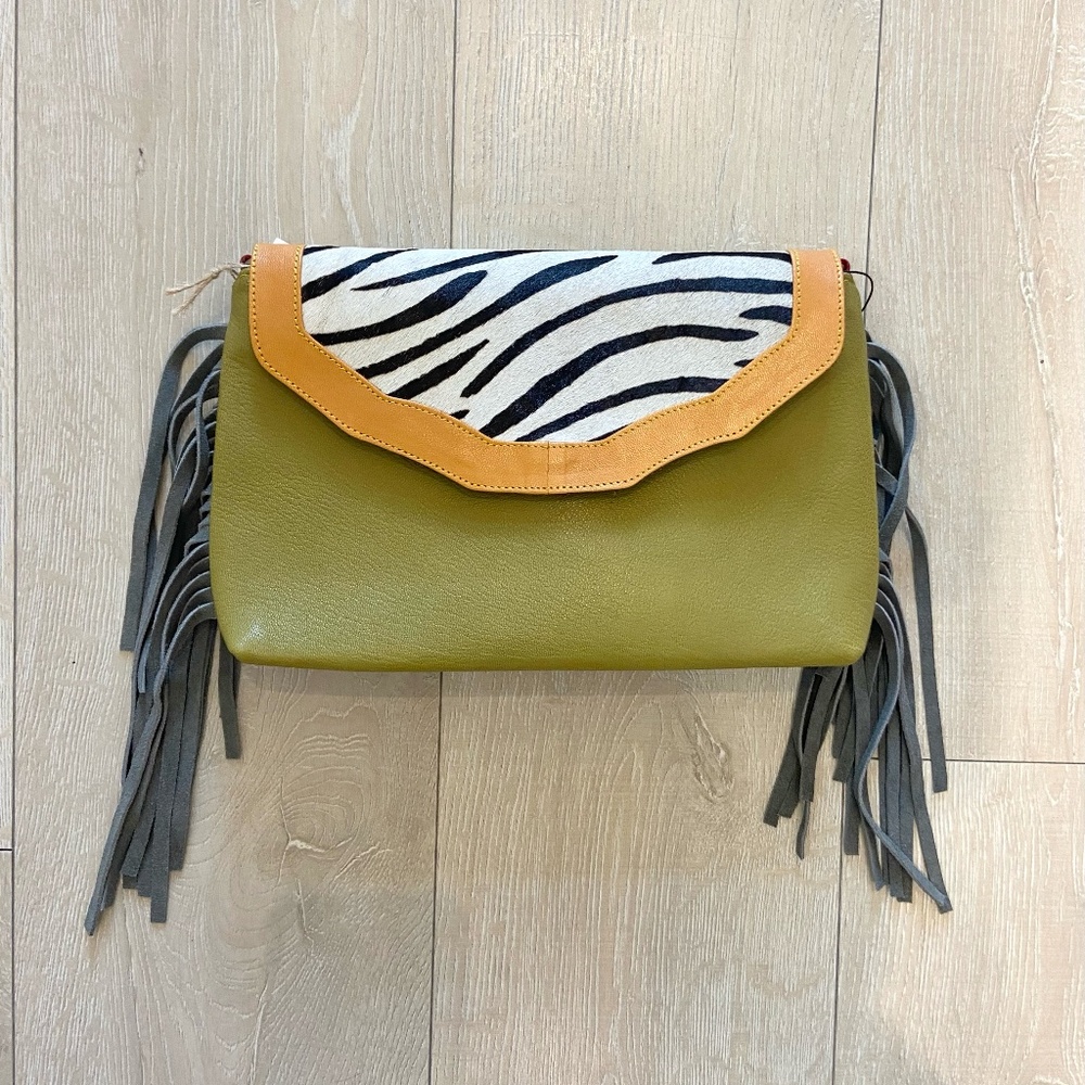 Jules Leather and Hair On Hide Fringe Crossbody Bag